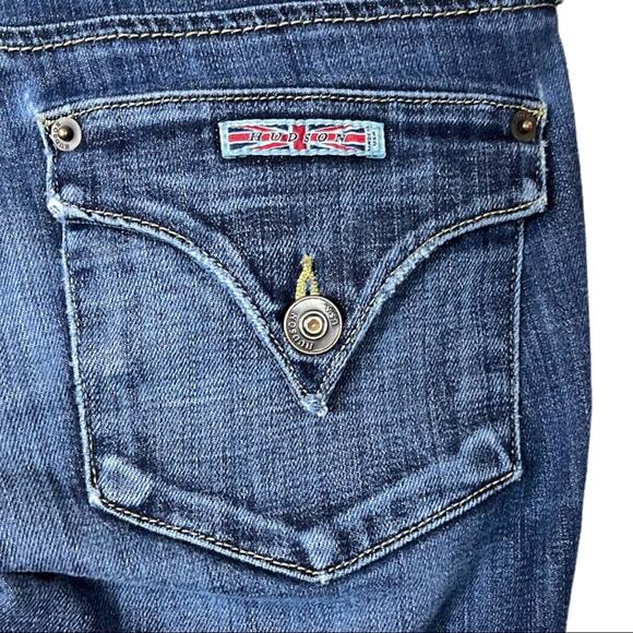Hudson Collin Jeans Back Flap Pocket 2 Button Front Elm Dark Wash Size 25 - Picture 6 of 11